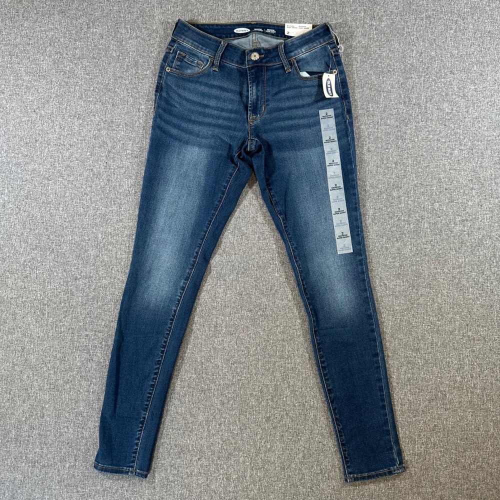 Old Navy Rockstar Super Skinny‎ Jeans Womens 2 Low Rise Dark Wash Blue Denim New
